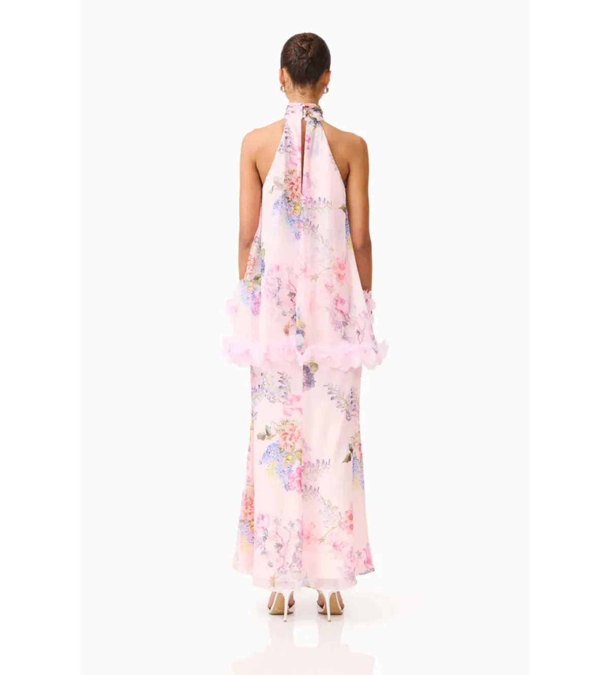 Elliatt Millie Tiered Gown in Pink Floral Size M/AU10 - Image 4