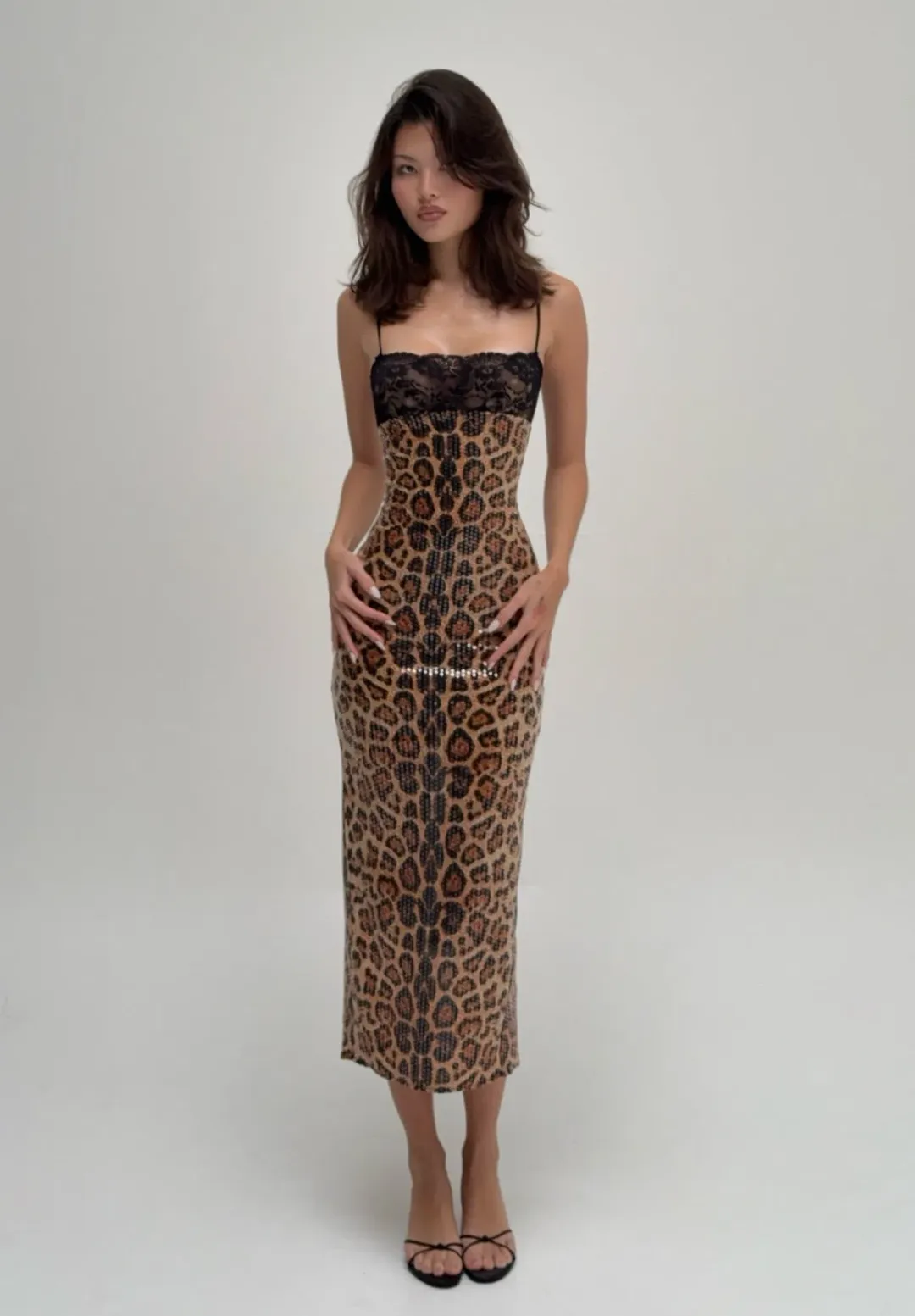 Malimarea Chui Sequin Midi Dress in Leopard Print Size L / AU 12 for rent on The Volte - main image