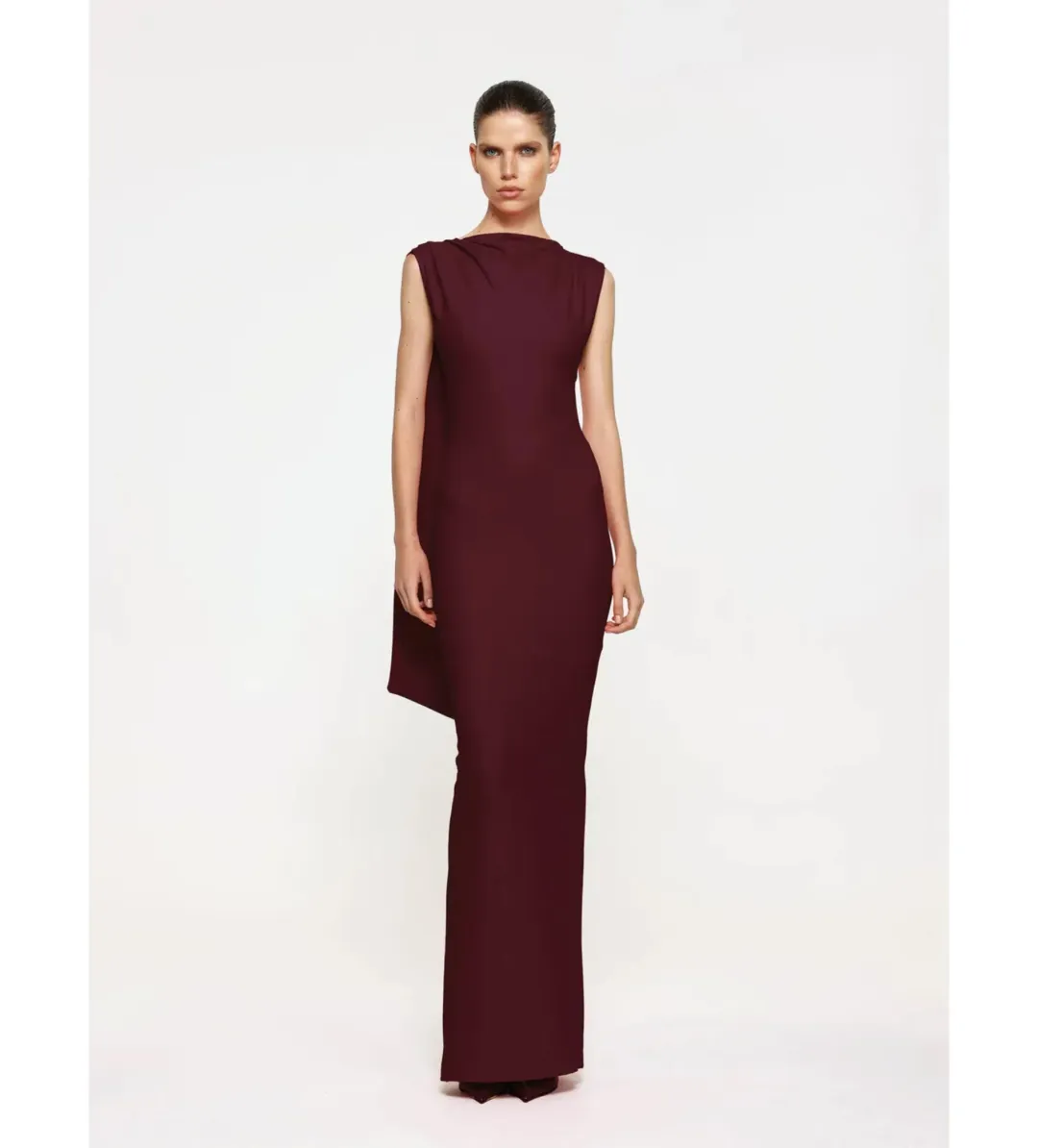 Effie Kats Audrey Gown in Wine Size XS/AU6 for rent on The Volte - main image