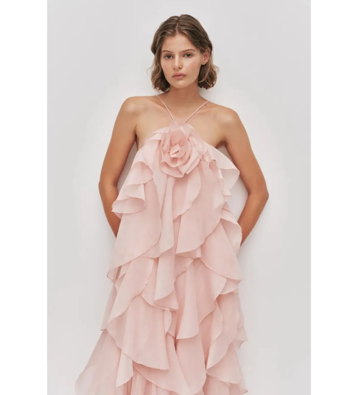 Aje Pandorea Layered Maxi Dress in Pastel Pink Size AU10 - Image 2