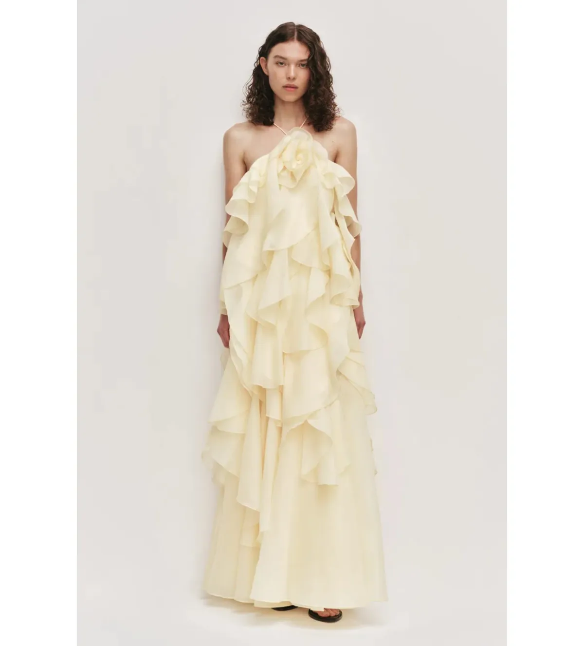 Aje Pandorea Layered Maxi Dress in Butter Size AU10 - Image 1