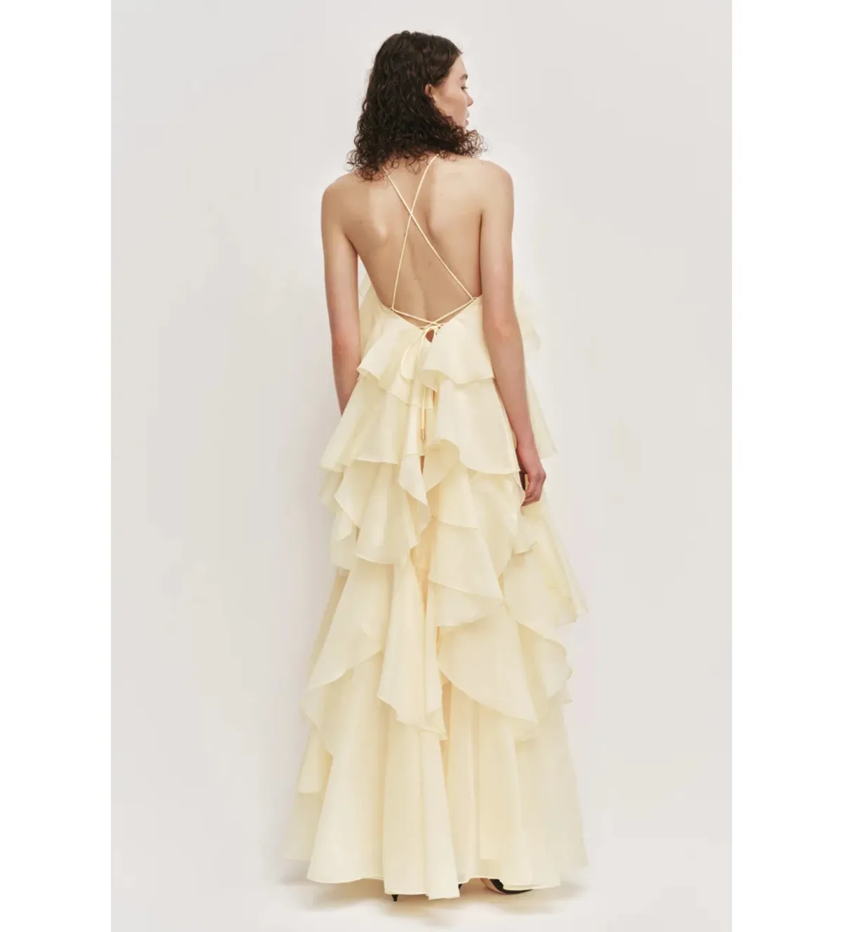 Aje Pandorea Layered Maxi Dress in Butter Size AU10 - Image 3