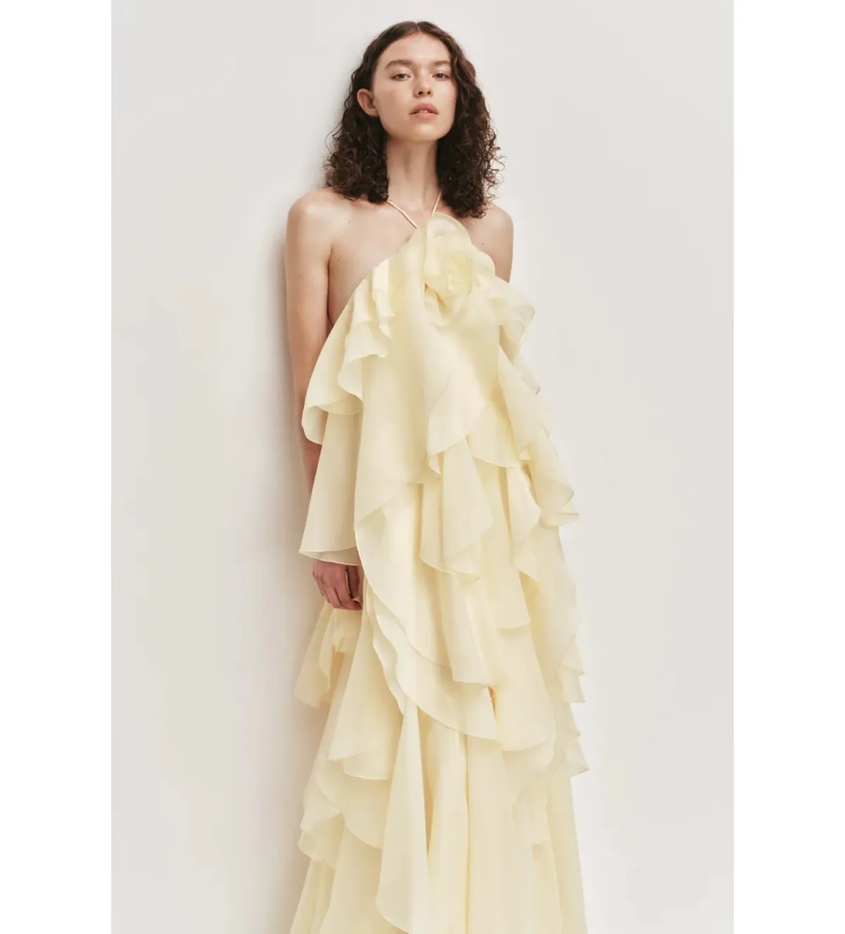 Aje Pandorea Layered Maxi Dress in Butter Size AU10 - Image 4