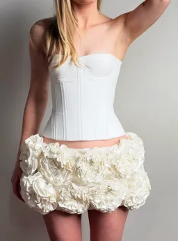Fanci Club Paradise Cupped Corset and Embroidered Rose Skirt Ivory Size 8 for rent on The Volte - image 2