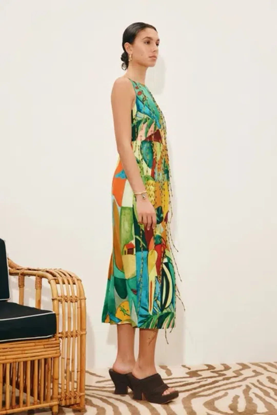 Alemais mokshini beaded fringe midi dress size 10 for rent on The Volte - main image