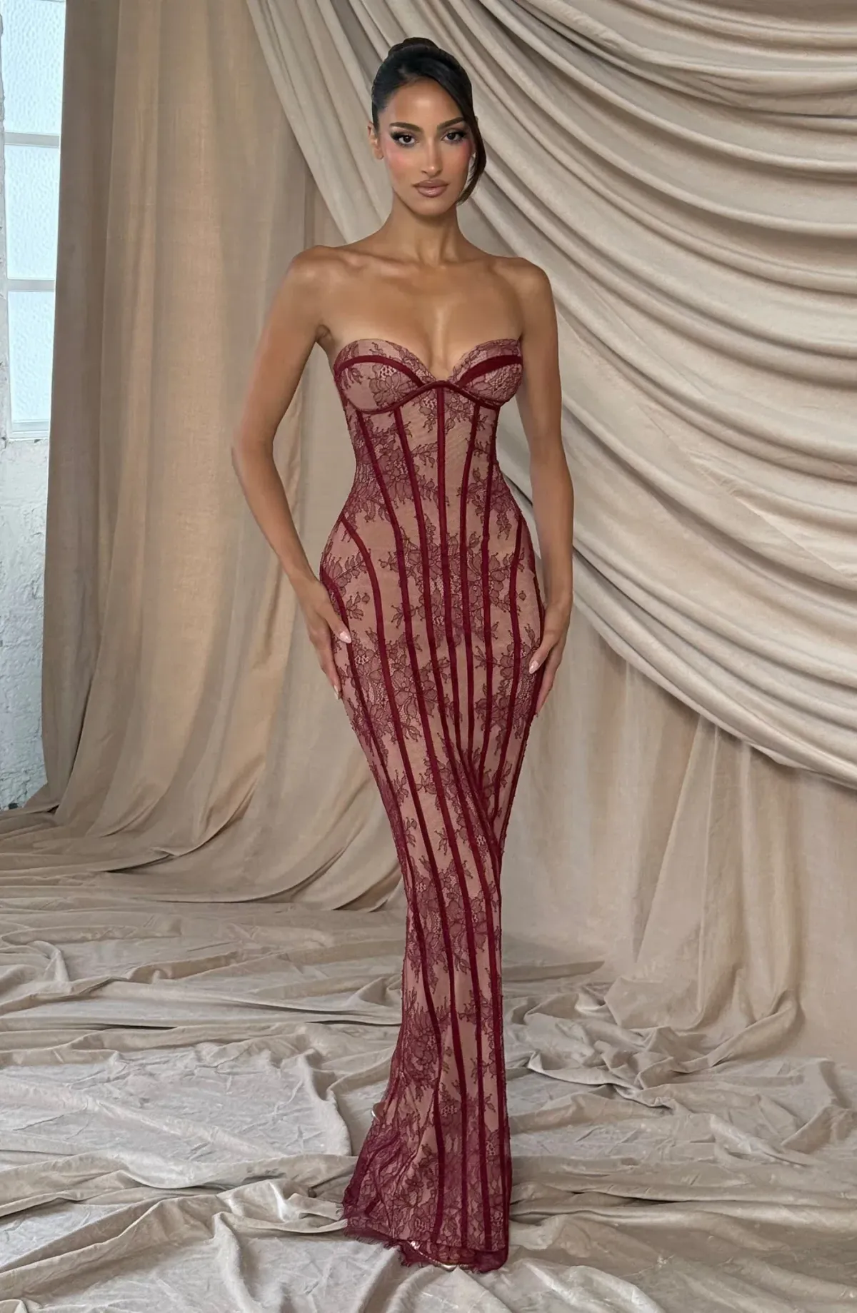 BABY BOO SIAN MAXI DRESS BURGUNDY / SIZE 10 - Image 5