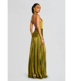 Retrofete Thalia Maxi Dress in Metallic Peridot Size S/AU8 for rent on The Volte - image 3