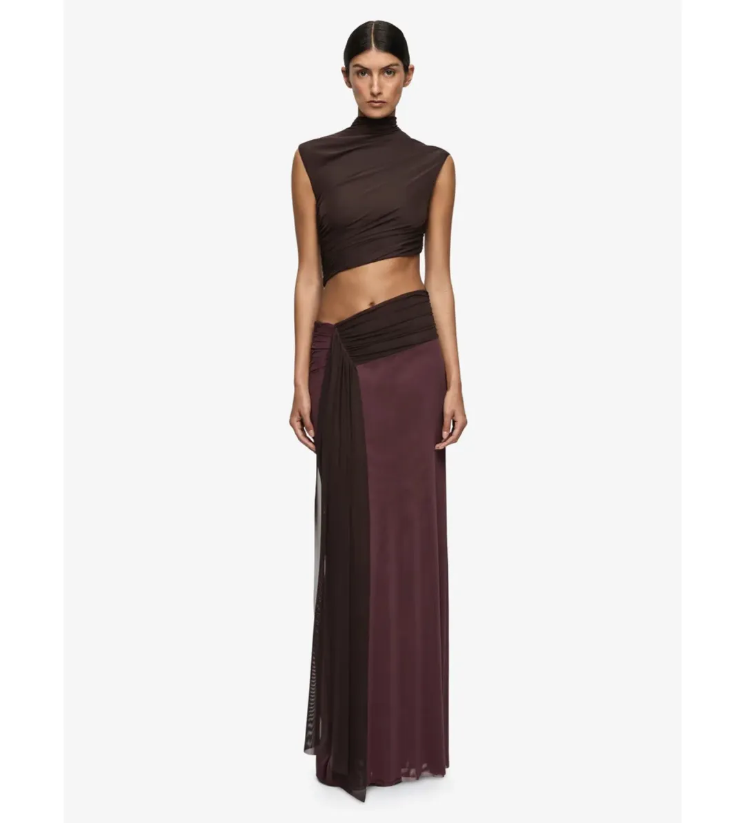 Bec & Bridge Conni Maxi Dress in Aubergine/Dark Choc Size AU8 for rent on The Volte - main image