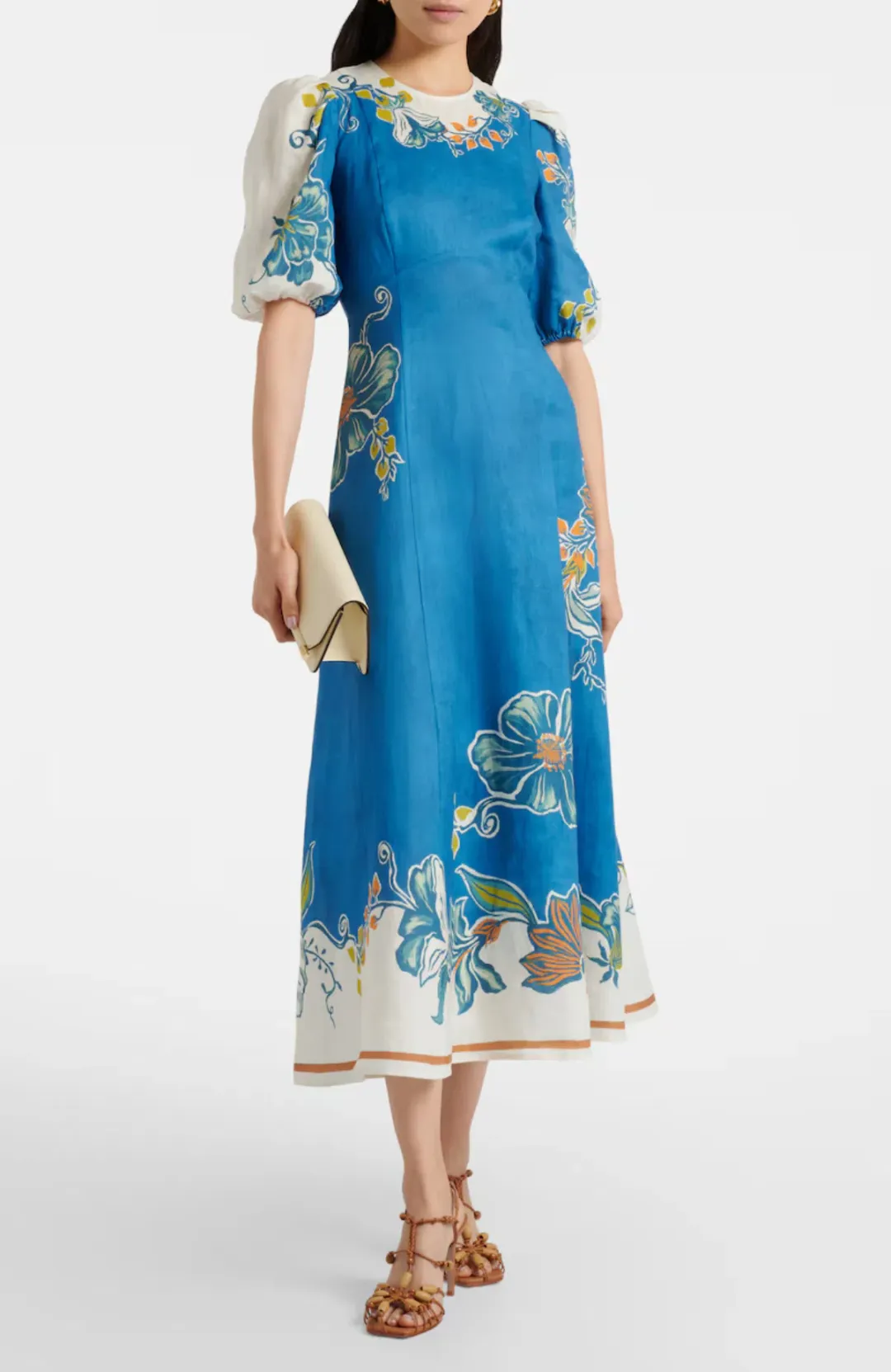 Alémais Luda Floral Linen Midi Dress Size AU 12 / L for rent on The Volte - main image
