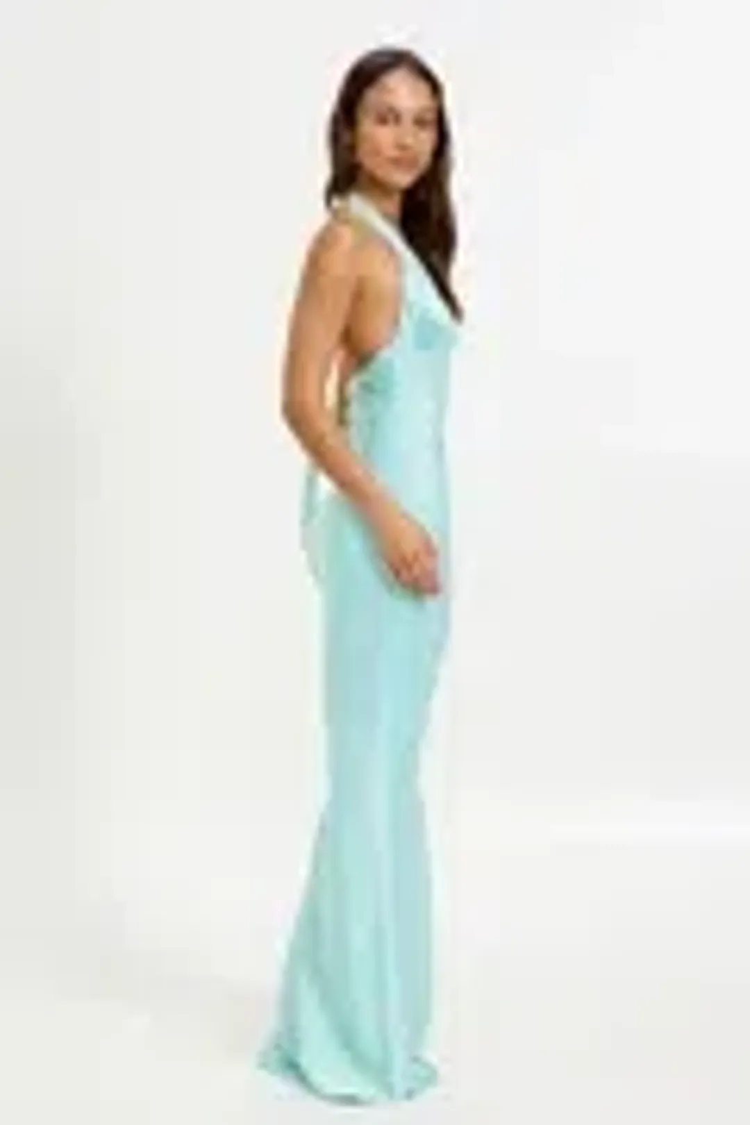 🩵 Lexi Novia Dress - Seafoam Blue - Size 10 AU - Formal Maxi Halter Gown 🩵 for rent on The Volte - main image