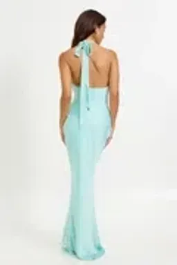 🩵 Lexi Novia Dress - Seafoam Blue - Size 10 AU - Formal Maxi Halter Gown 🩵 for rent on The Volte - image 4
