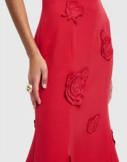 🌹Leo Lin Emily Appliqué Midi Dress in Scarlett Red - Size 12 AU 🌹 for rent on The Volte - image 5