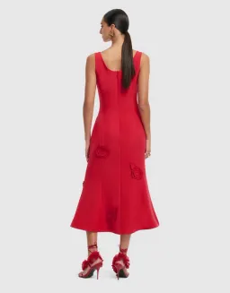 🌹Leo Lin Emily Appliqué Midi Dress in Scarlett Red - Size 12 AU 🌹 for rent on The Volte - image 3