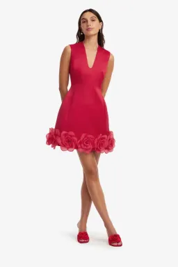 🥀 Leo Lin BREE V neck mini dress - Size 6 - Scarlett Red Floral outfit 🥀 for rent on The Volte - image 6