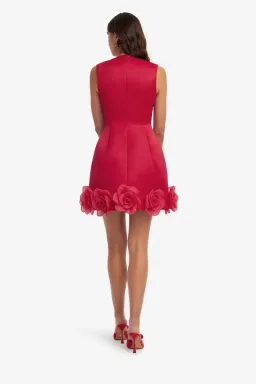 🥀 Leo Lin BREE V neck mini dress - Size 6 - Scarlett Red Floral outfit 🥀 for rent on The Volte - image 3