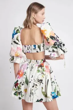 AJE DRIFT PUFF SLEEVE MINI DRESS BOTANIC FLORAL | Size AU 14 UK 14 US 10 for rent on The Volte - image 3