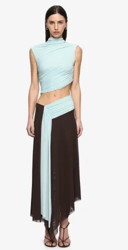 Bec & Bridge - Conni Asym Midi Dress in Arctic Blue/Dark Chocolate for rent on The Volte - image 1
