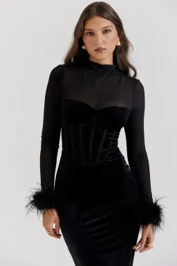 House of CB Lianna Black Velvet Midi Dress for rent on The Volte - image 4