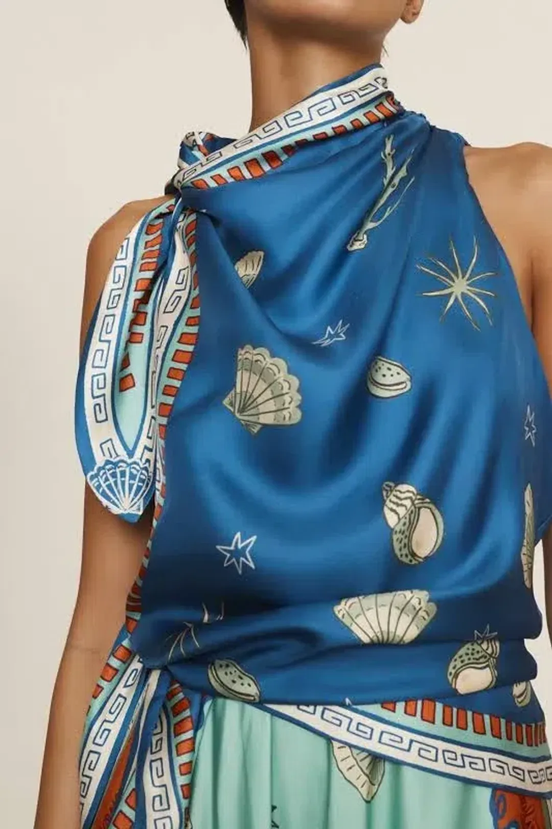 ALEMAIS Surrealist Summer Scarf Midi Dress Size 8 for rent on The Volte - main image