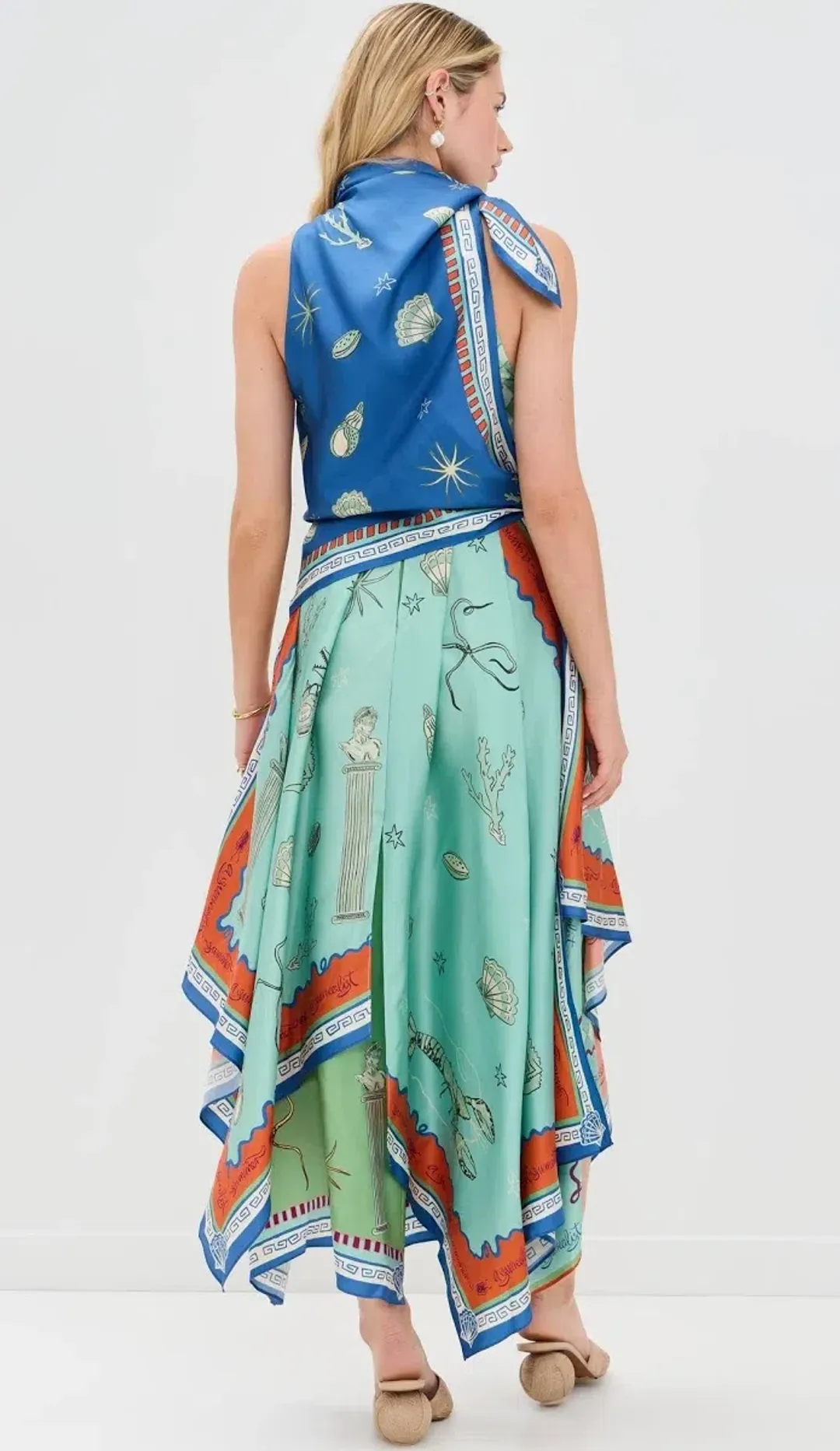 ALEMAIS Surrealist Summer Scarf Midi Dress Size 8 for rent on The Volte - main image