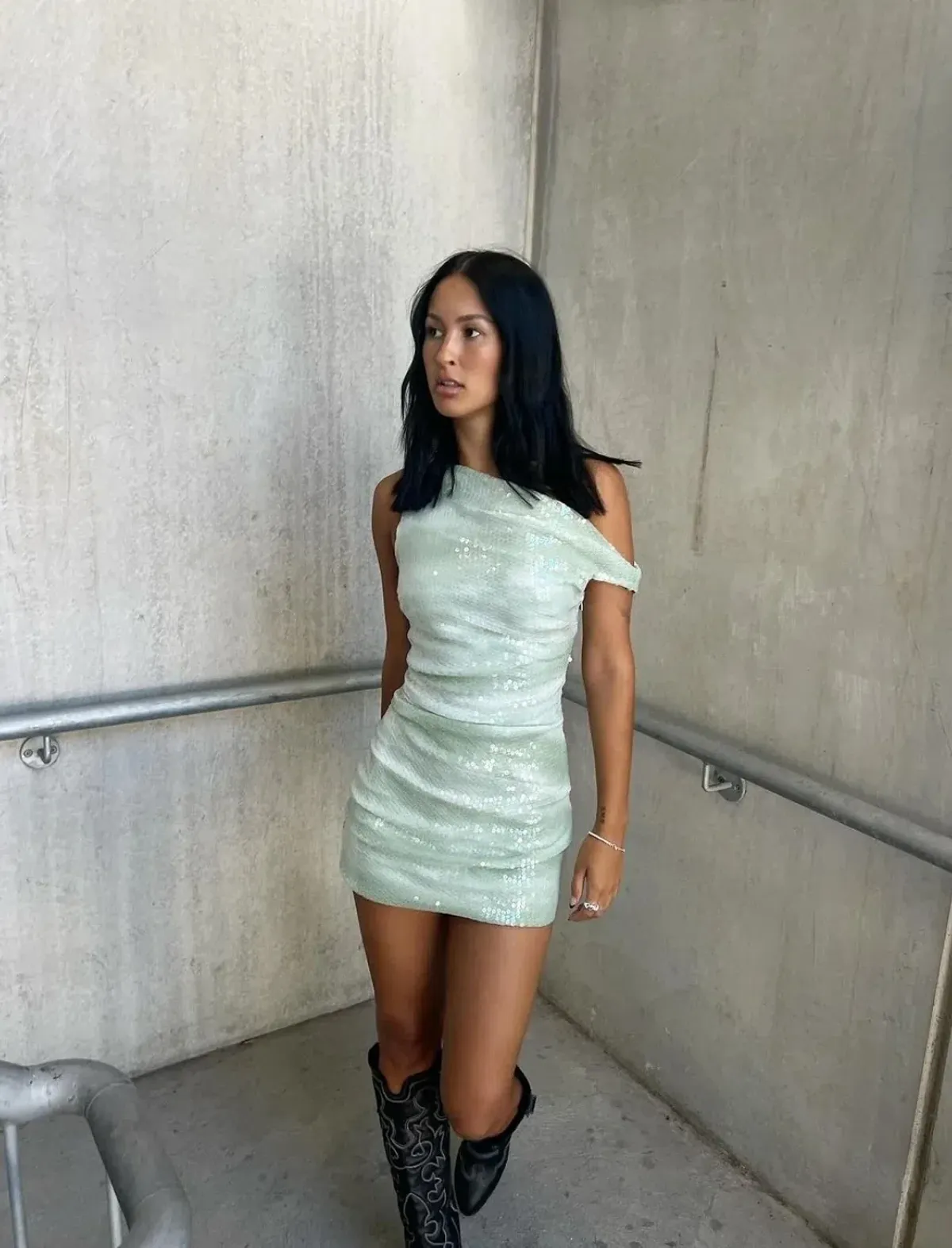 Bec and Bridge Brydie Asym Mini in Mint Ombre Size 8 - Image 2