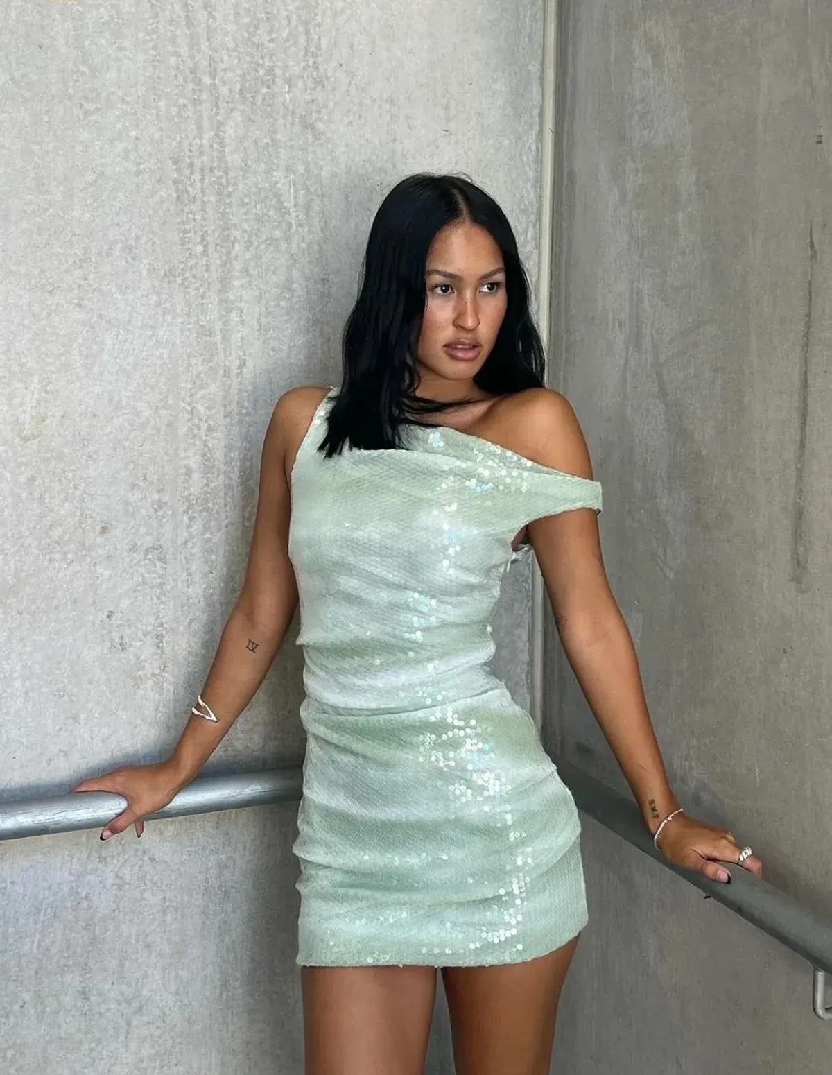 Bec and Bridge Brydie Asym Mini in Mint Ombre Size 8 - Image 1