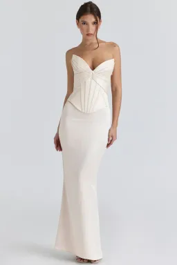 House of CB Eve Ivory Satin Corset Maxi Gown — XS Bigger Cup for rent on The Volte - image 1