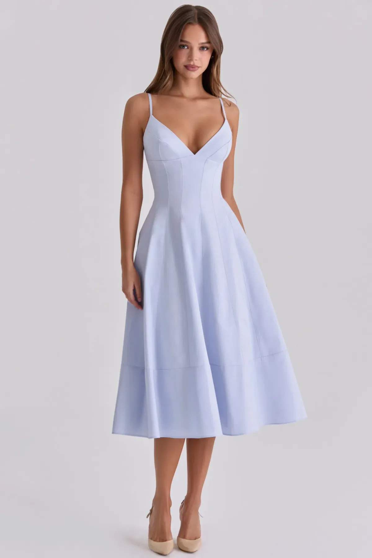 Millie Light Blue Corset Midi Dress House of CB XXS - Image 3