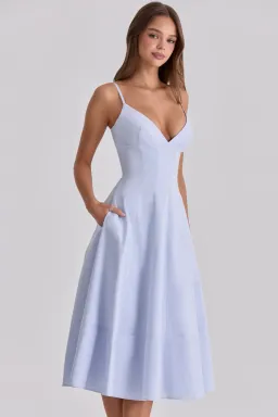 Millie Light Blue Corset Midi Dress House of CB XXS for rent on The Volte - image 1
