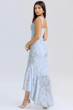 Cesca Light Blue Floral Jacquard Midi Dress XXS House of CB for rent on The Volte - image 3