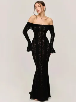House of CB Belle Black Lace Gown XXS Black for rent on The Volte - image 1