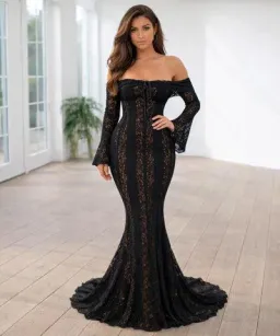 House of CB Belle Black Lace Gown XXS Black for rent on The Volte - image 2