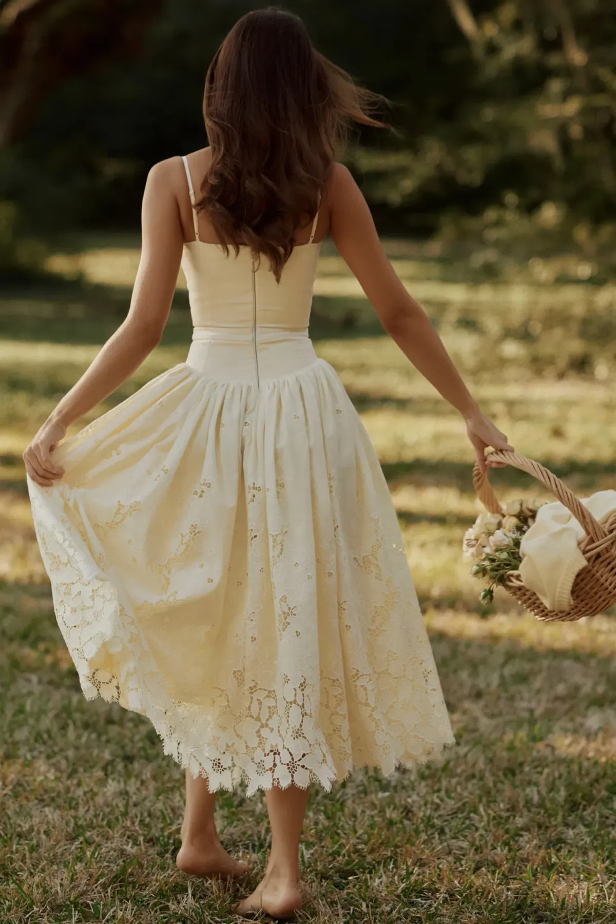 House of CB ‘Ysabella’ Lemon Custom Lace + Broderie Anglaise Cotton Midi Sundress - Image 2