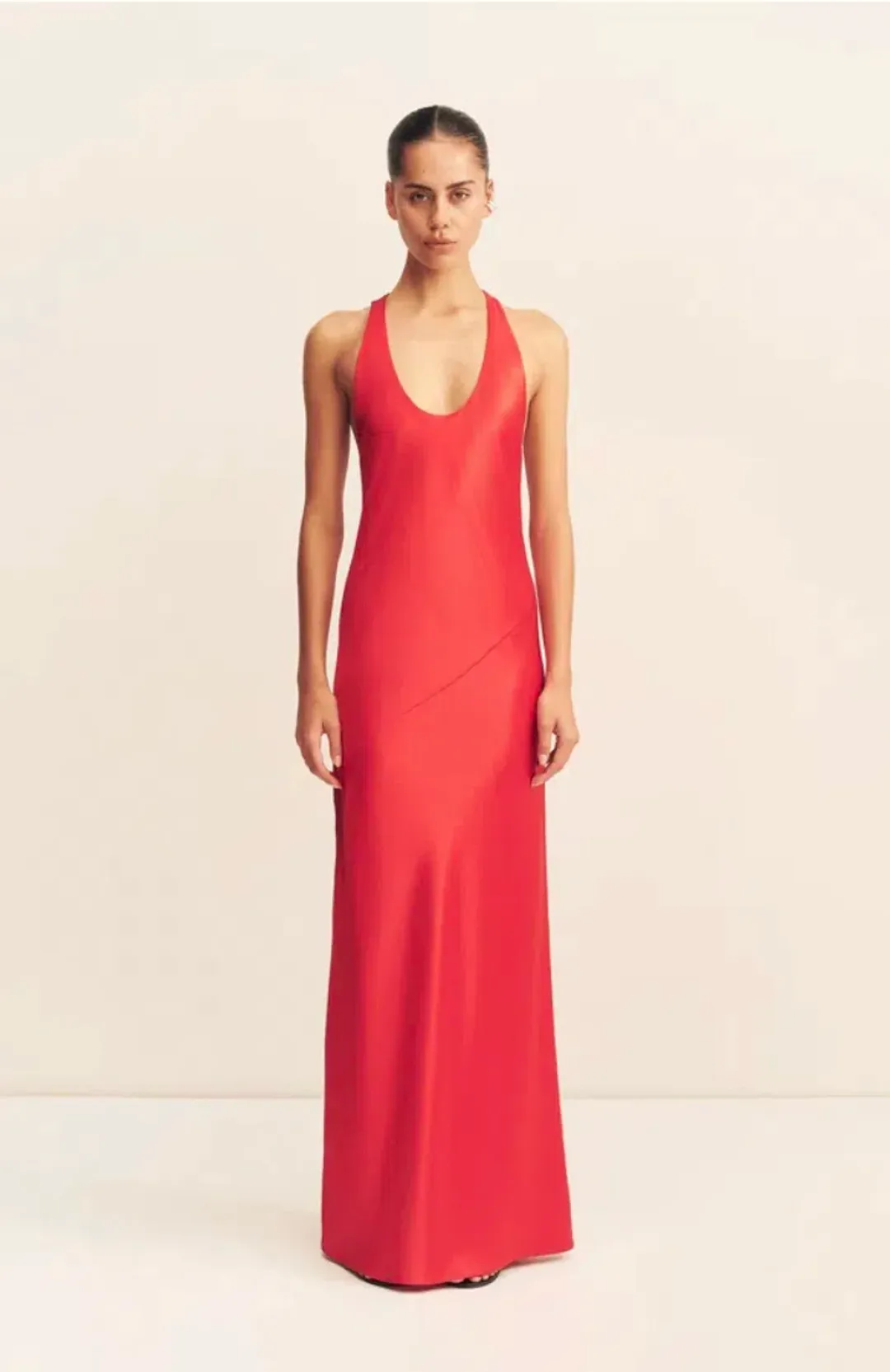 Shona Joy Savanna racer back maxi dress in chilli size 8 for rent on The Volte - main image