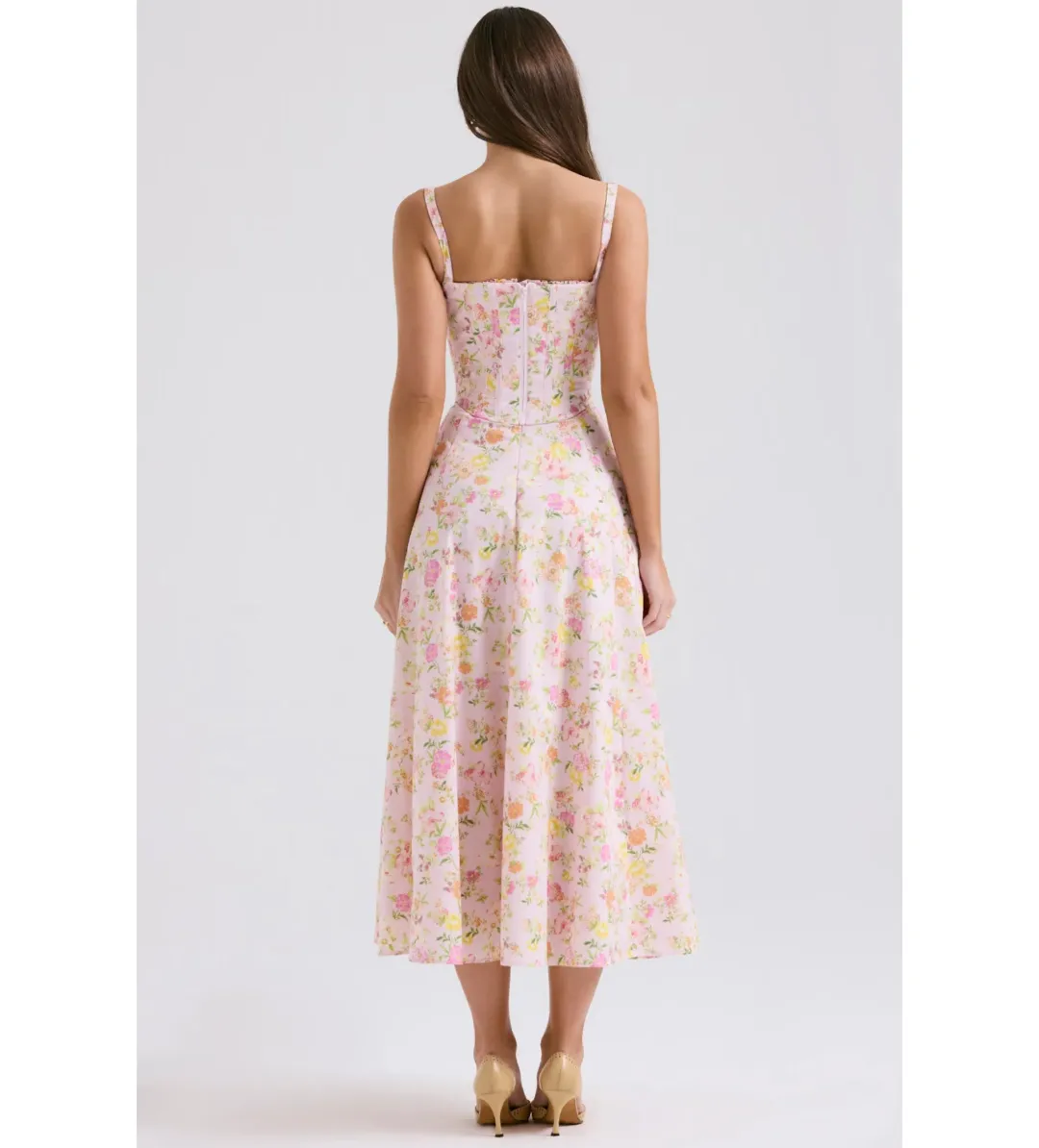 House of CB Clarabelle Midi Sundress in Pink Meadow Print Size M/AU10 for rent on The Volte - main image