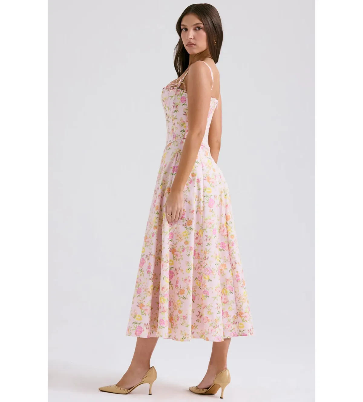 House of CB Clarabelle Midi Sundress in Pink Meadow Print Size M/AU10 - Image 3