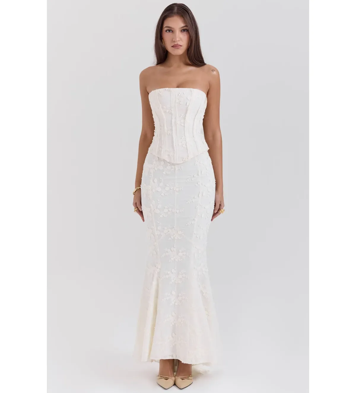 House of CB Dakota Strapless Corset and Veronica Maxi Skirt Set in Vintage Ivory Size S/AU8 - Image 1