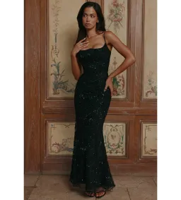 House of CB Naima Hand Beaded Embellished Corset Maxi Dress in Black Size S/AU8 for rent on The Volte - image 1