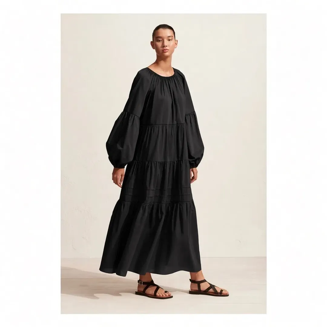 Matteau Voluminous Tiered dress size 8 Black for rent on The Volte - main image