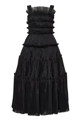 AJE JACINTO PLEATED MIDI DRESS IN BLACK SIZE AU 6 for rent on The Volte - image 1