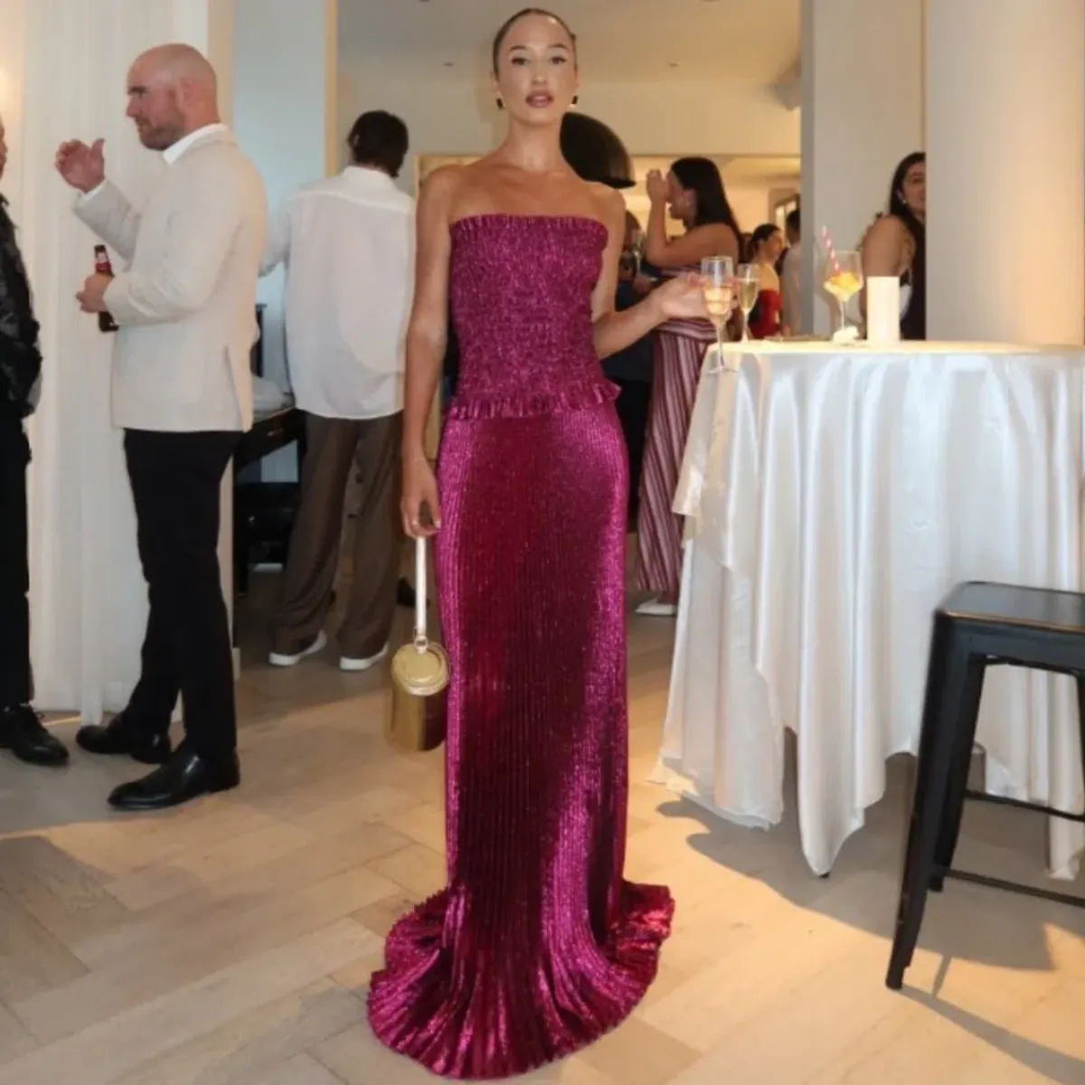 L'IDEE Maya Gown In Sangria Glitter Size 6 for rent on The Volte - main image