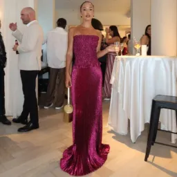 L'IDEE Maya Gown In Sangria Glitter Size 6 for rent on The Volte - image 1