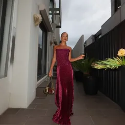 L'IDEE Maya Gown In Sangria Glitter Size 6 for rent on The Volte - image 2