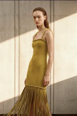 AJE Ribiona Knit Midi Dress in Olive Size XS / 6 AU for rent on The Volte - image 4