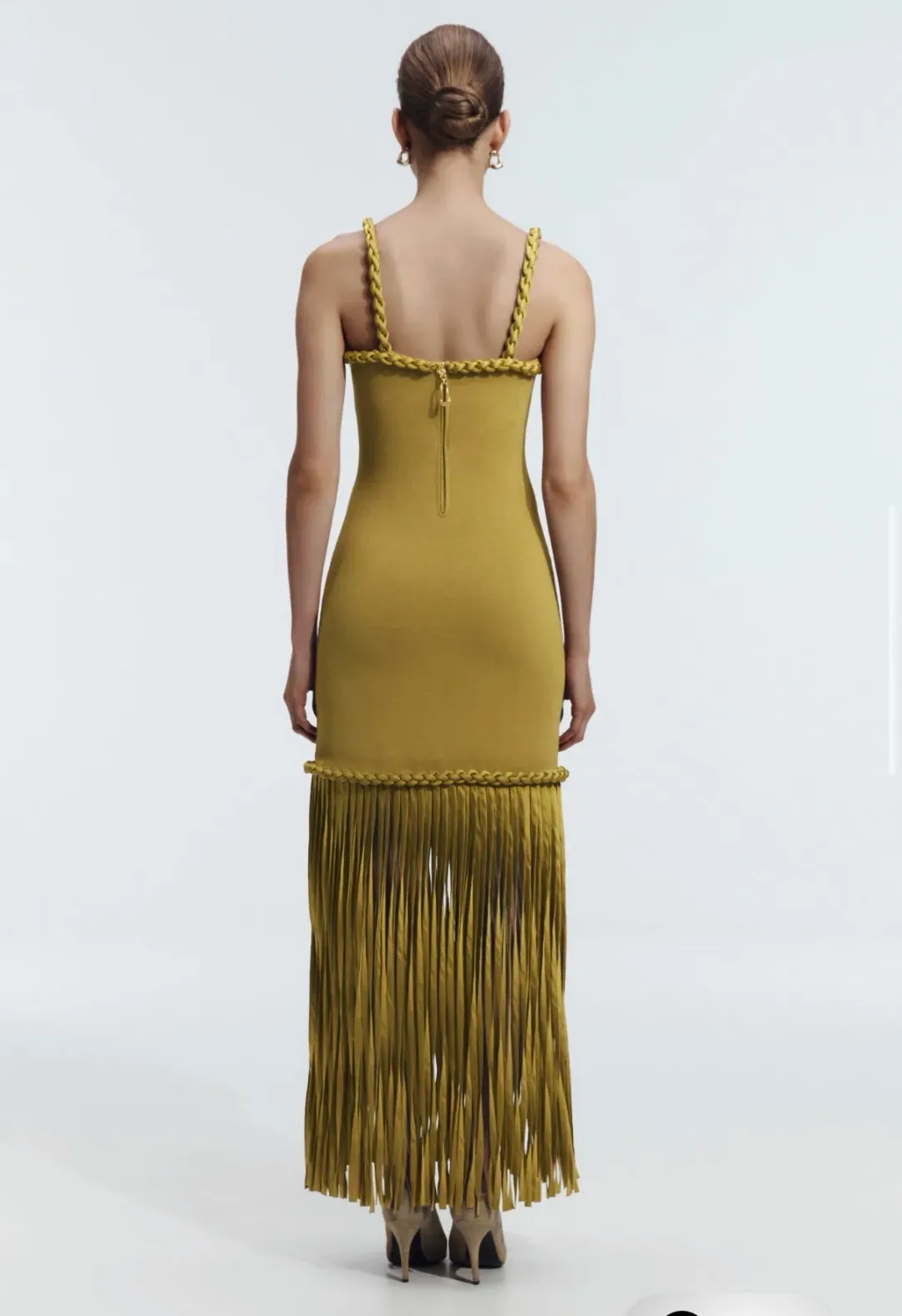 AJE Ribiona Knit Midi Dress in Olive Size XS / 6 AU for rent on The Volte - main image