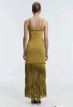 AJE Ribiona Knit Midi Dress in Olive Size XS / 6 AU for rent on The Volte - image 3