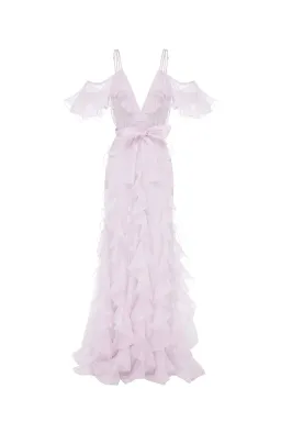 Alice McCall My Baby Love Ruffle Maxi Gown Lilac Size AU 6 / XS for rent on The Volte - image 5