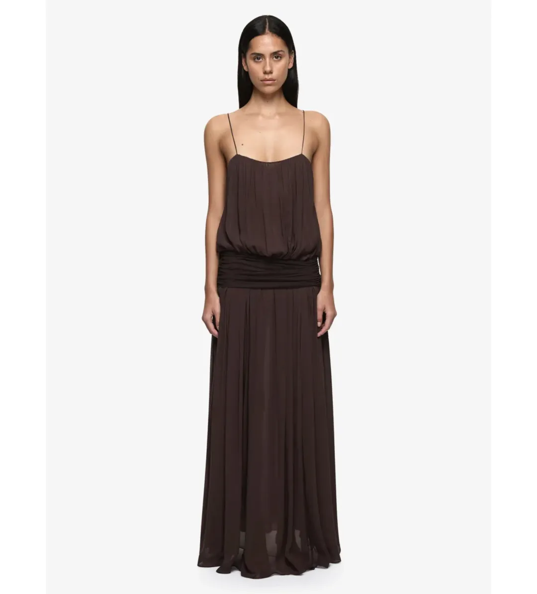 Bec & Bridge Camille Blouson Maxi Dress in Dark Chocolate Size AU8 for rent on The Volte - main image