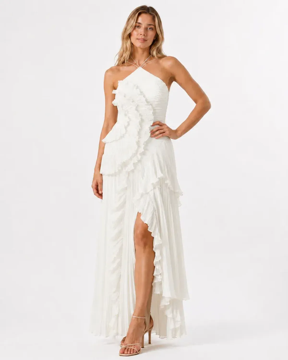 Amur - Lorelie Halter Gown in White - Image 3