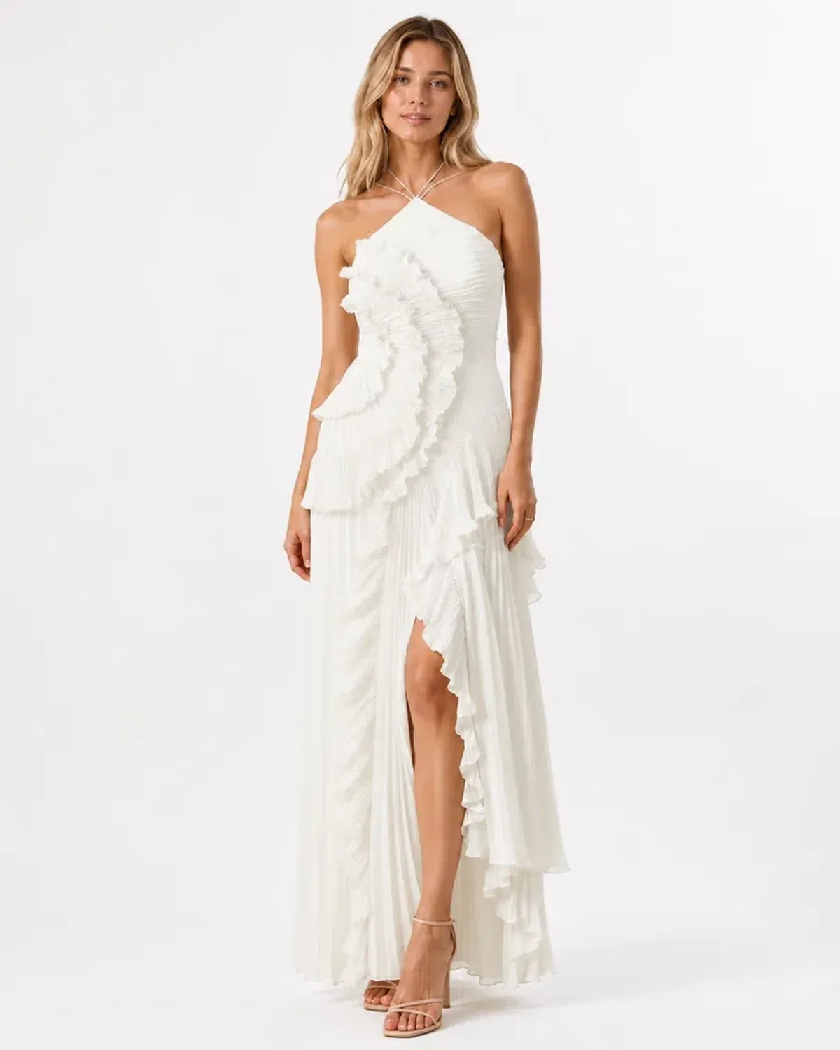 Amur - Lorelie Halter Gown in White - Image 1